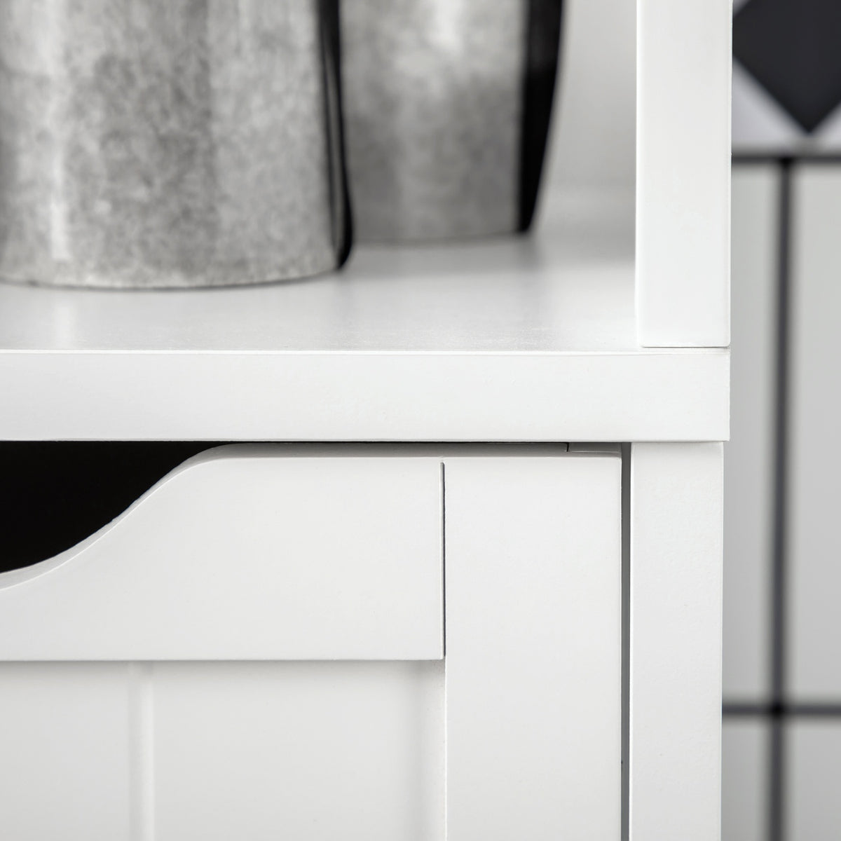Bathroom Cabinet, Storage Cabinet, Bathroom Tall Cabinet With 2 Drawers, 3 Open Compartments, White, 30 X 30 X 141.6 Cm