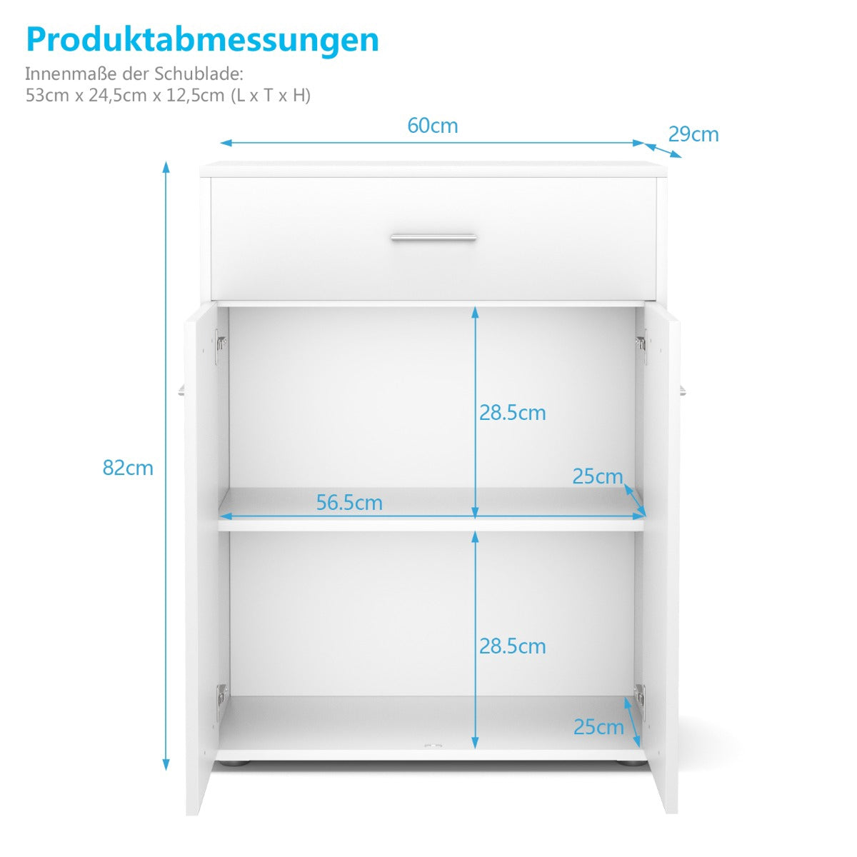 Bathroom Cabinet With Door And Drawer, 60x29x82 cm
