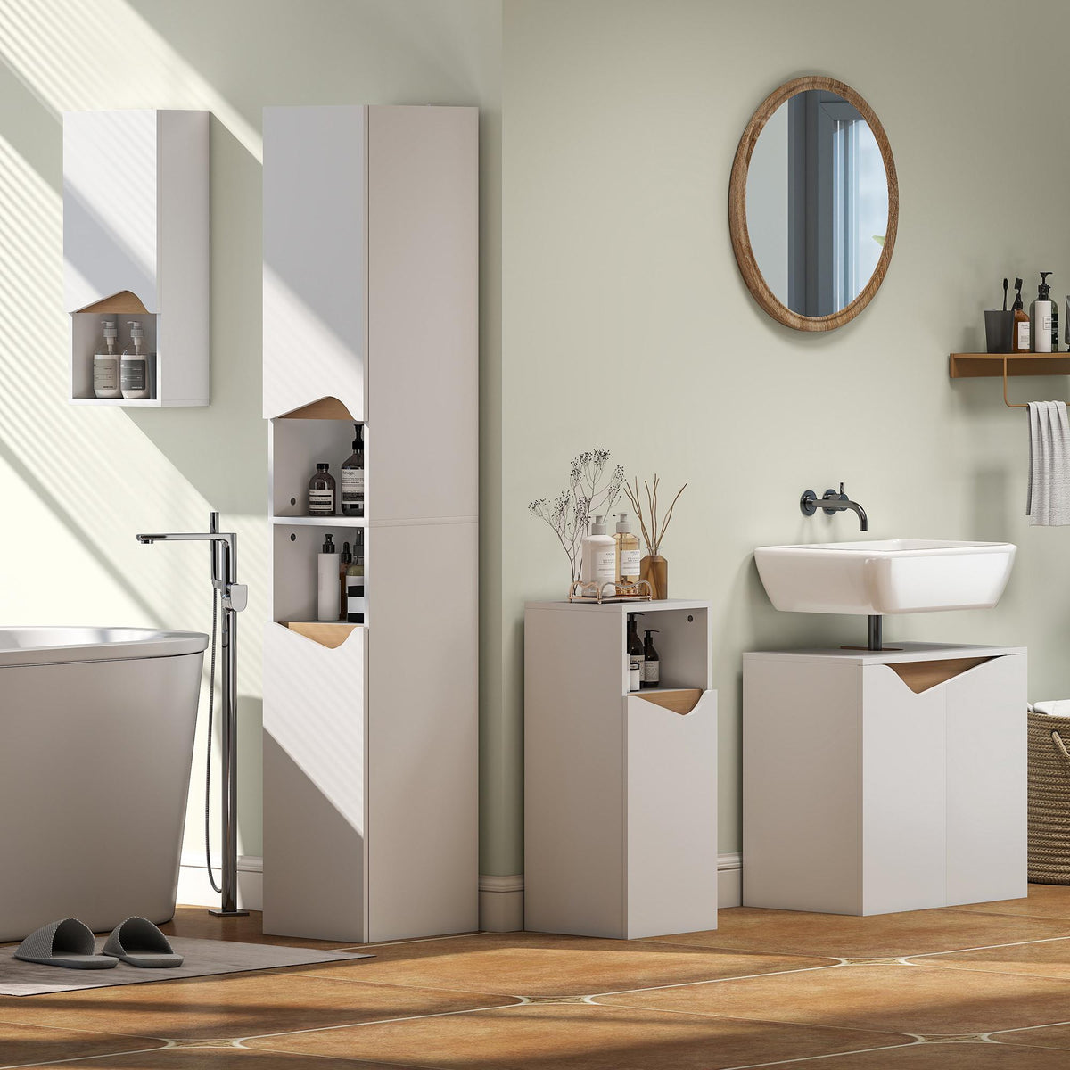 Bathroom Cabinet with Adjustable Shelves, 30x30x71.5 cm, White