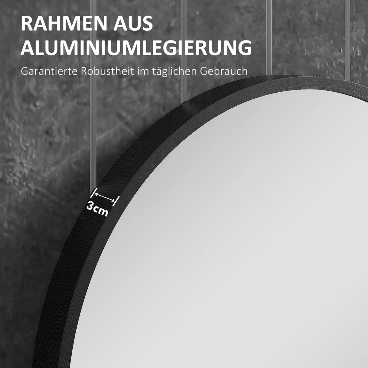 Bathroom Mirror, 60 X 90 Cm Oval Bathroom Mirror With Aluminum Frame, 3 Hooks, Wall Mirror For Living Room, Bedroom, Black