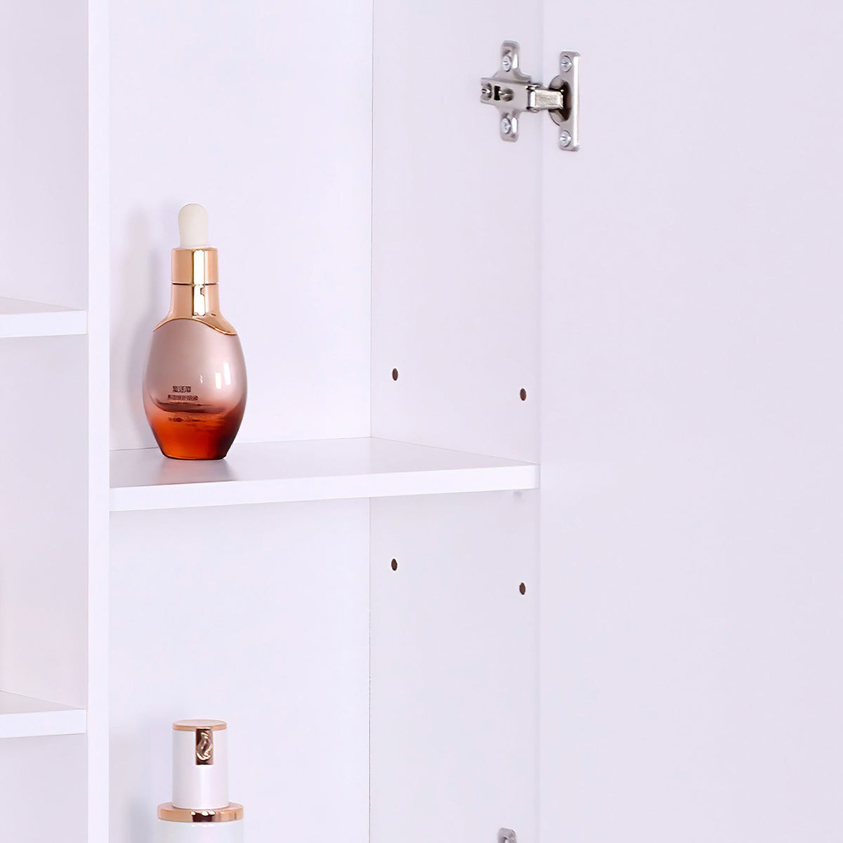 Bathroom Mirror Cabinet, Wall-Mounted, 8 Shelves