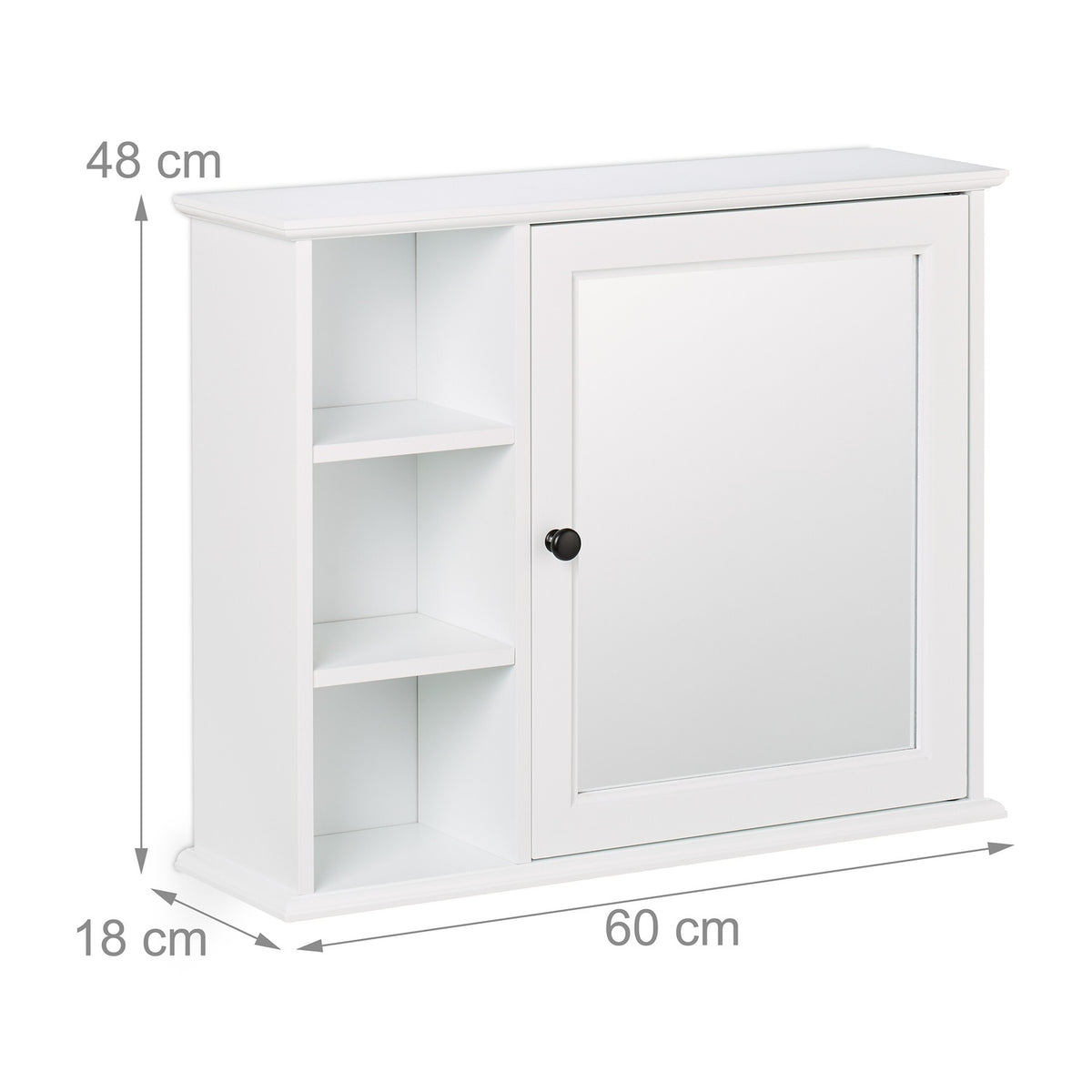 Bathroom Mirror Cabinet, White, 5 Shelves