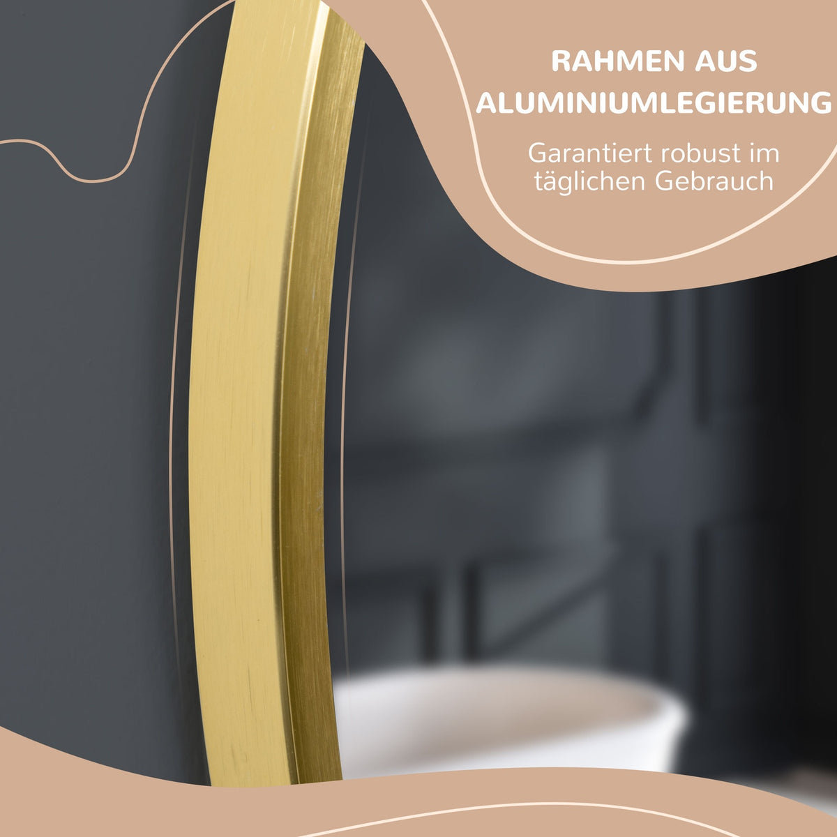 Bathroom Mirror With Led Round Wall Mirror Ø50 Cm, Memory Function, Ip44, For Living Room & Bedroom, Gold, Aluminum