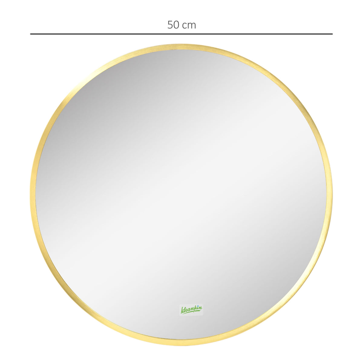 Bathroom Mirror With Led Round Wall Mirror Ø50 Cm, Memory Function, Ip44, For Living Room & Bedroom, Gold, Aluminum