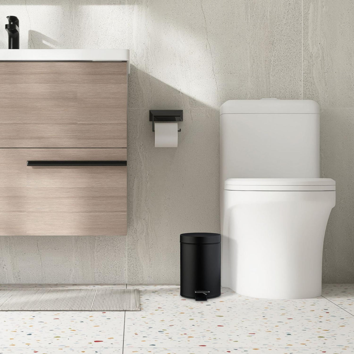 Bathroom Pedal Bin, 3L Matte Metal