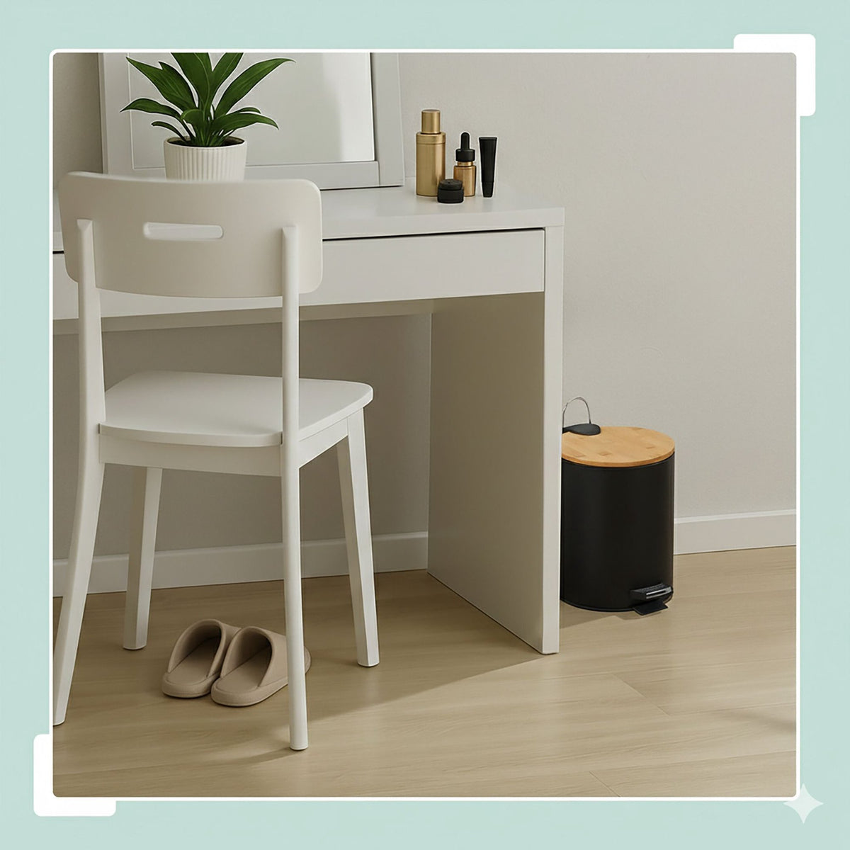 Bathroom Set with Bin & Brush, 5L Soft-Close Bin
