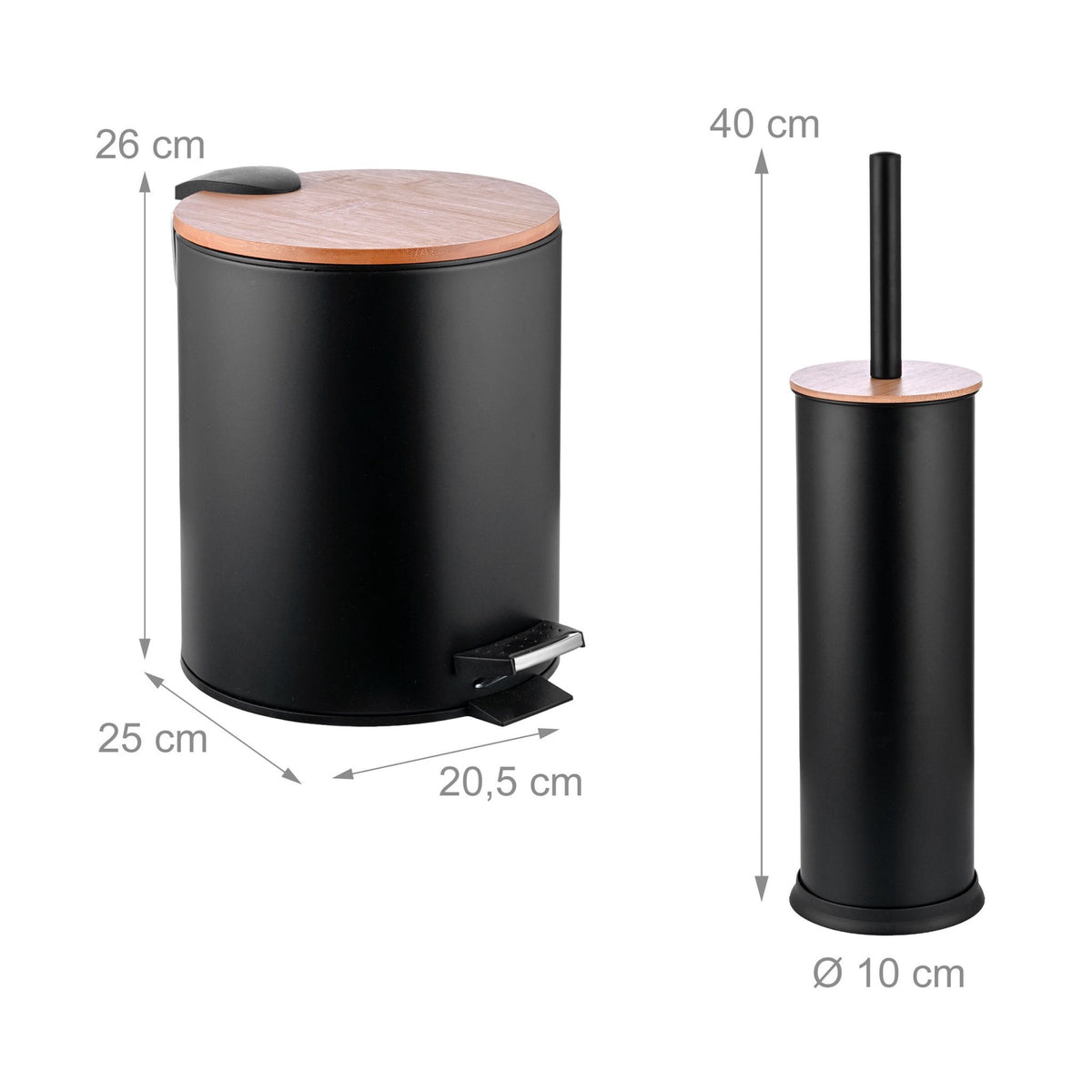 Bathroom Set with Bin & Brush, 5L Soft-Close Bin