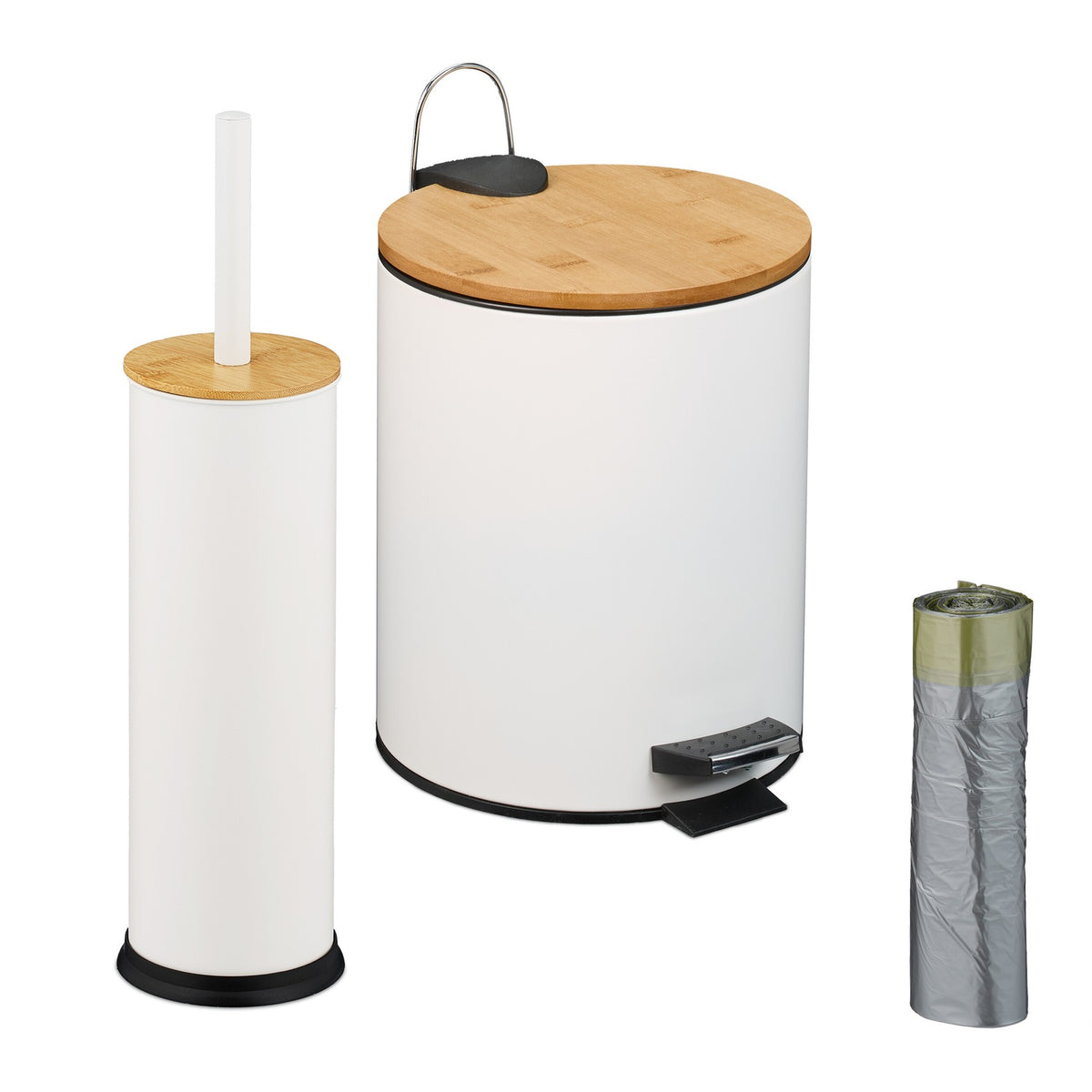 Bathroom Set with Bin & Toilet Brush, 5L Capacity