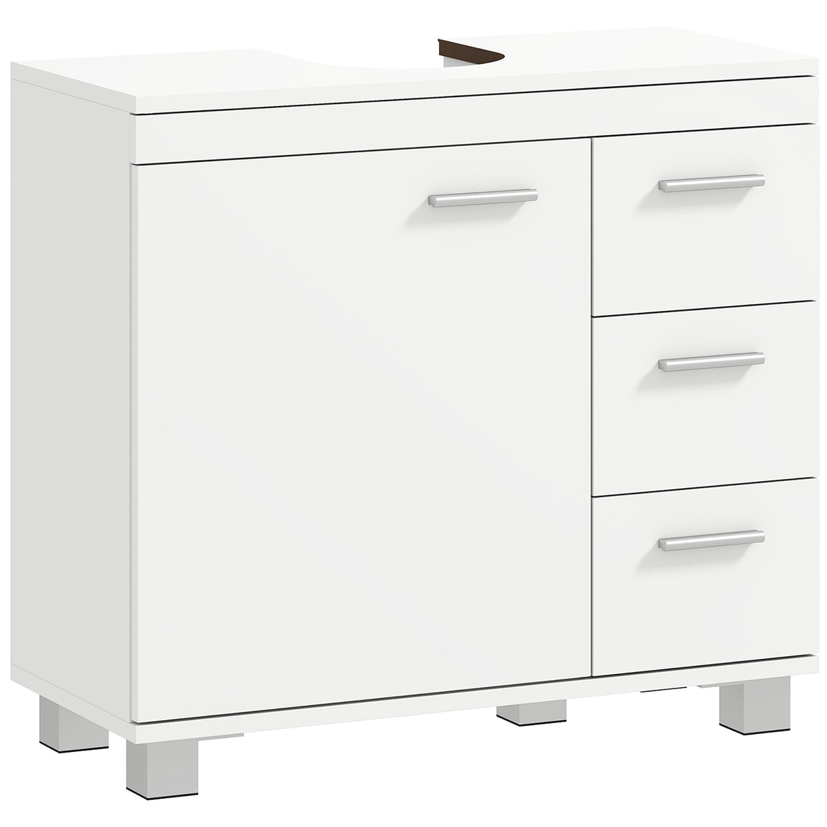 Bathroom Sink Cabinet, MDF, 2 Shelves, 3 Drawers, White
