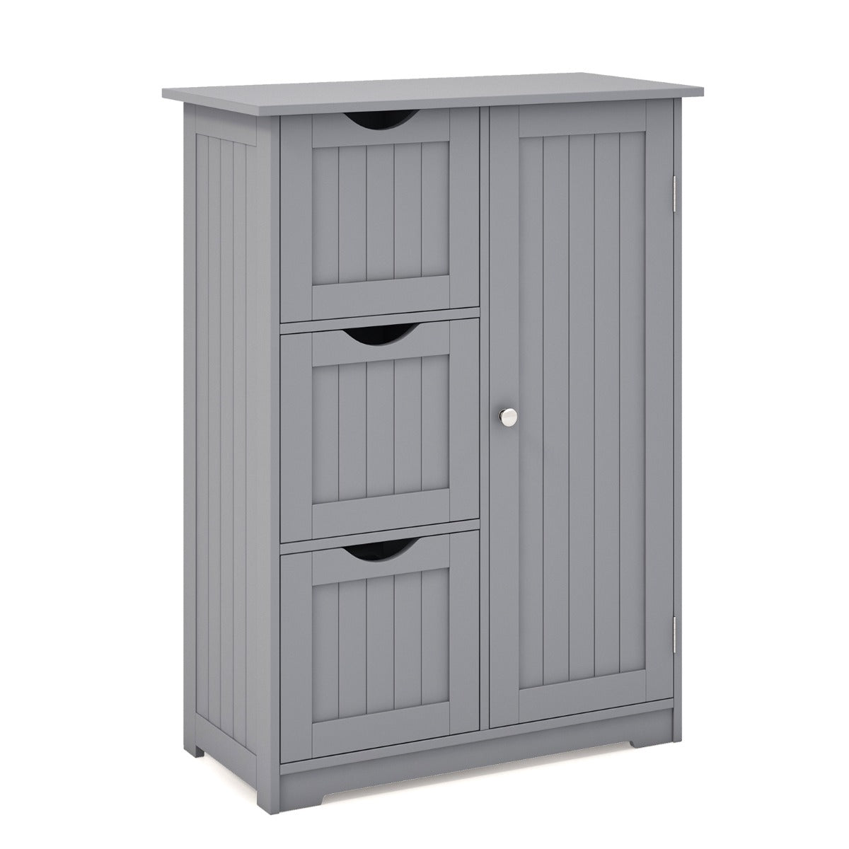 Bathroom Storage Cabinet, 3 Drawers and Cupboard, Gray