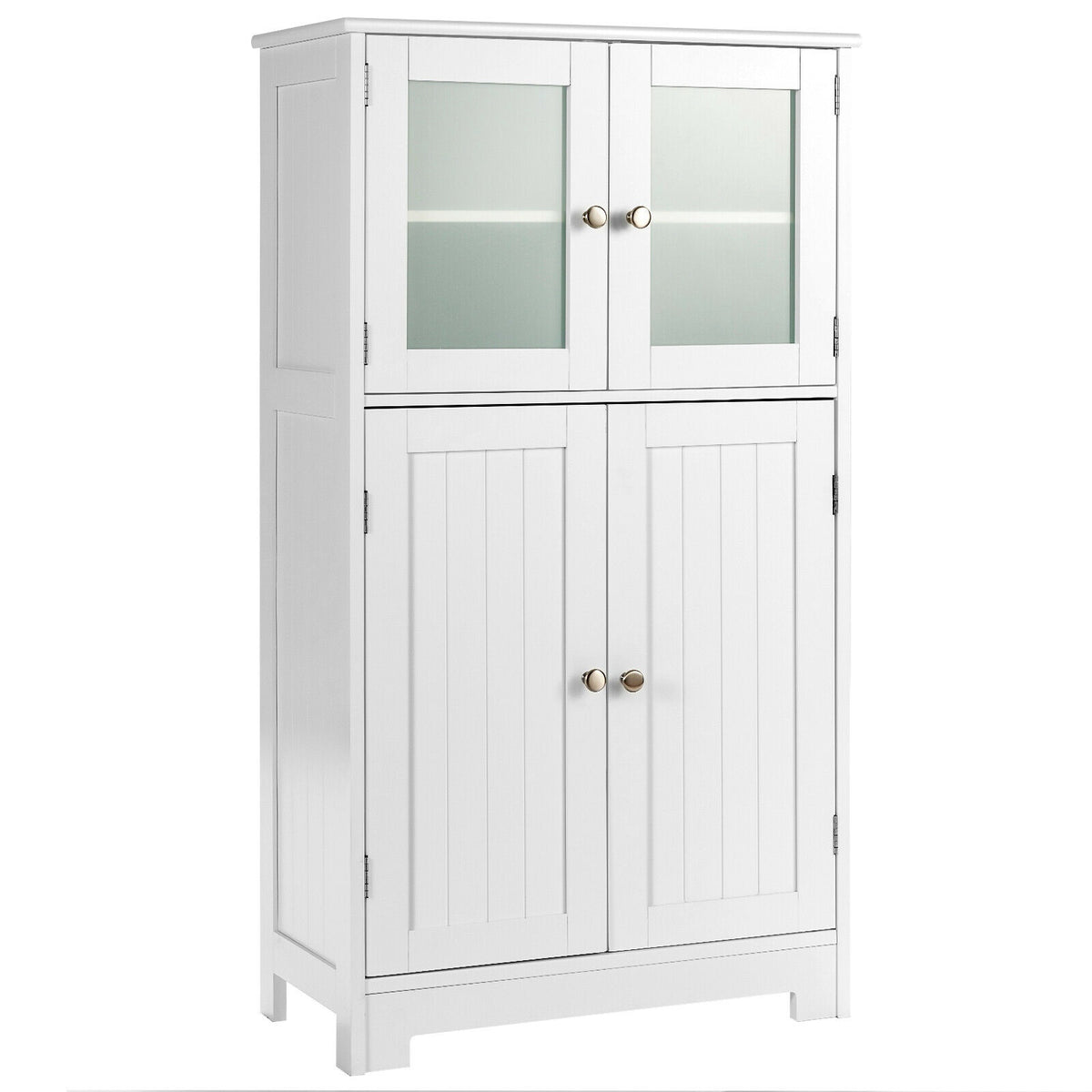 Bathroom Storage Cabinet, Glass Doors, Adjustable Shelf