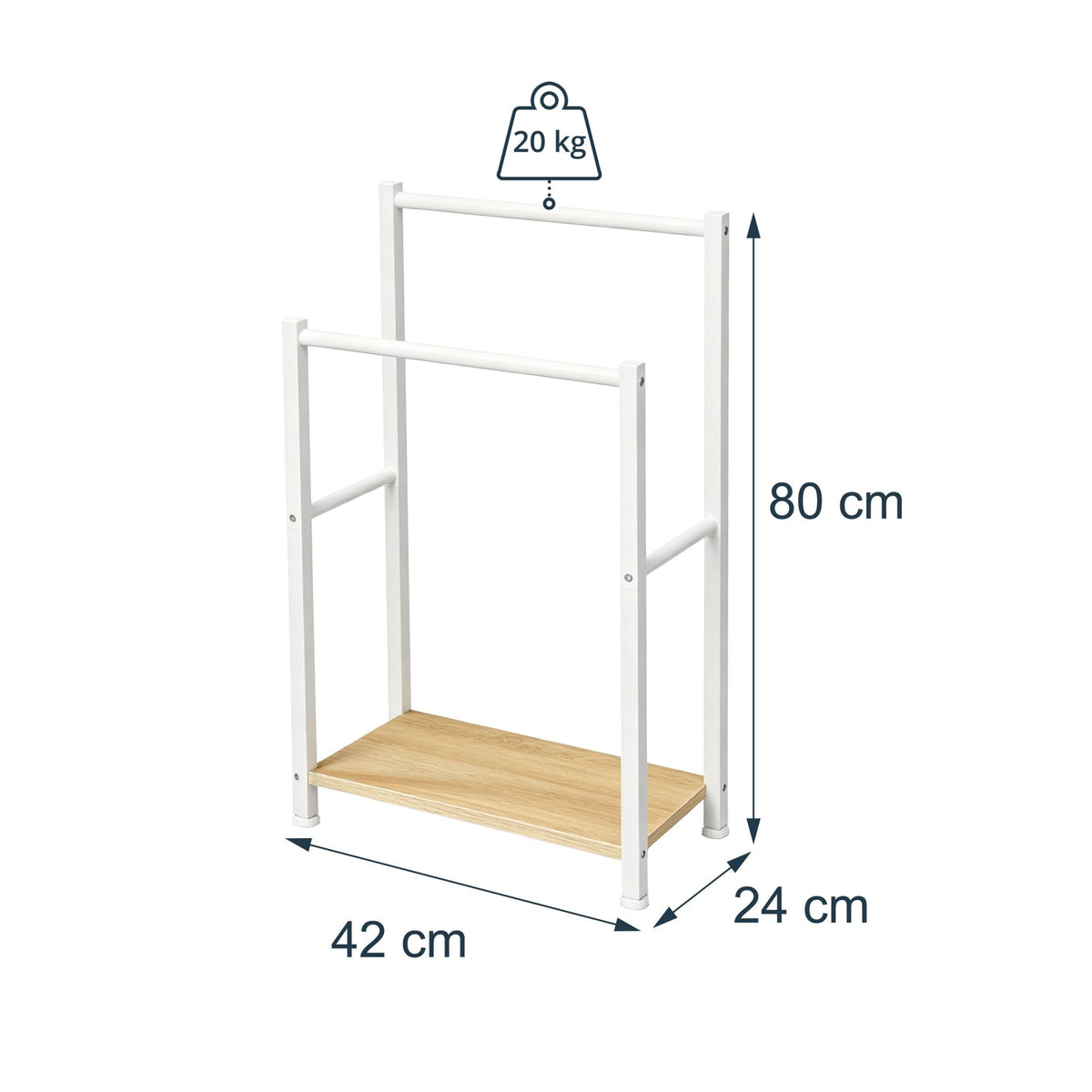 Bathroom Towel Rack with Shelf, Wood-Effect Finish