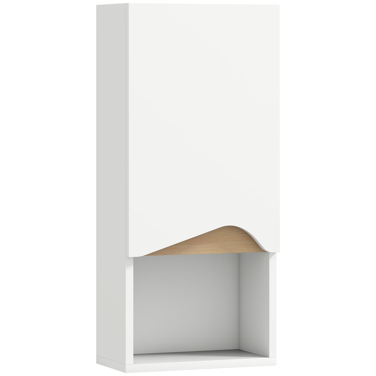 Bathroom Wall Cabinet, Soft-Close Door, Open Shelf, White