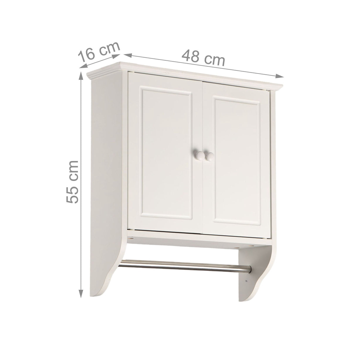 Bathroom Wall Cabinet with Adjustable Shelf and Towel Rail