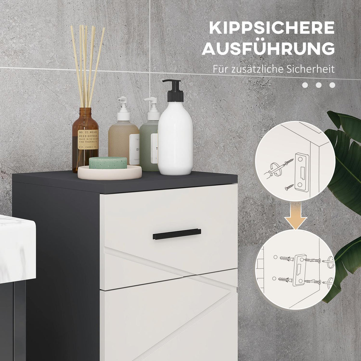 Bathroom cabinet side cabinet bathroom cabinet with drawer, adjustable shelves, storage cabinet for bathroom, living room 30 x 30 x 82 cm gray |