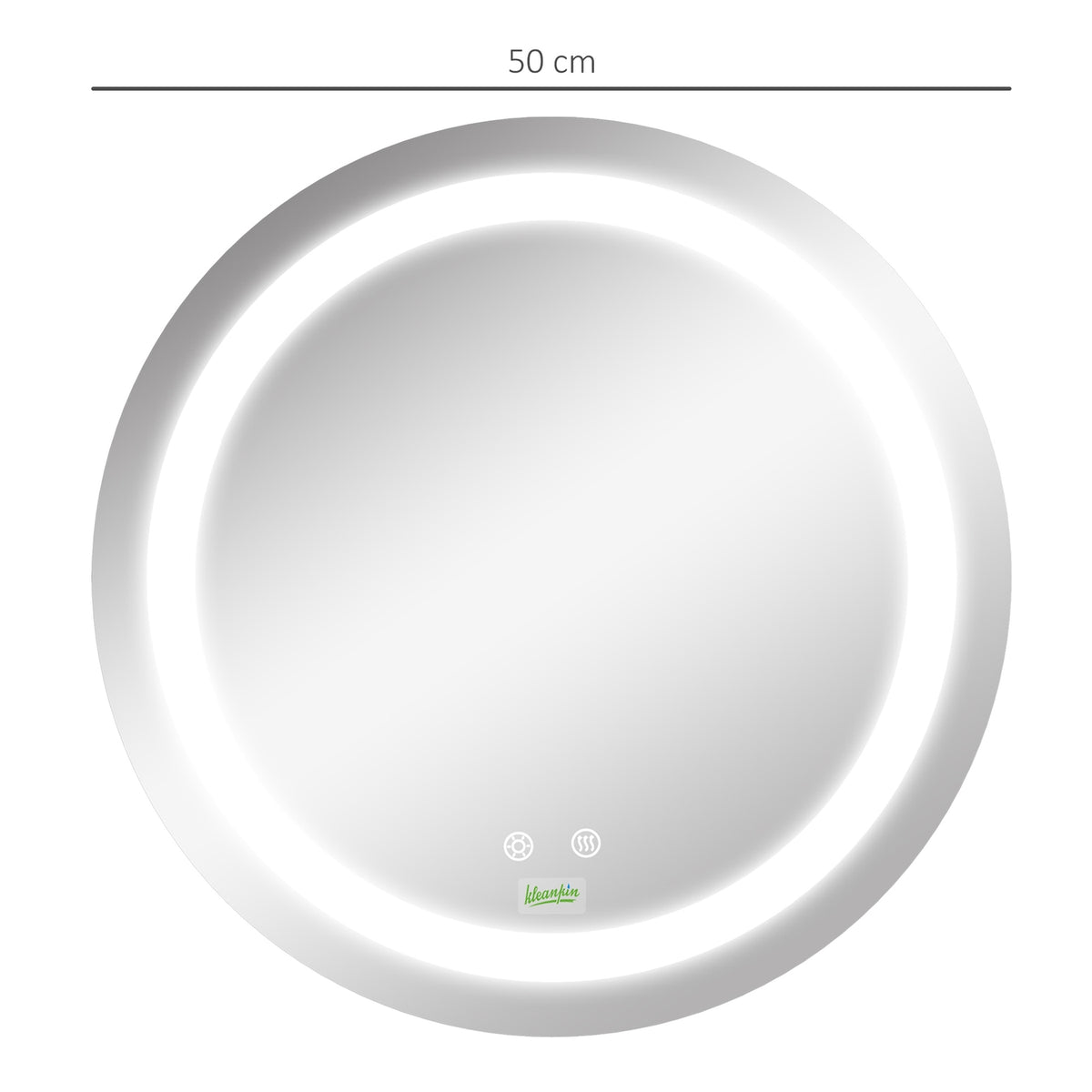 Bathroom mirror, Ø50 cm IP44, bathroom mirror with LED lighting, touch function, memory function, anti-fog