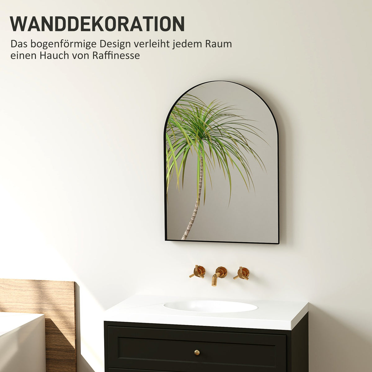 Bathroom mirror 50 x 70 cm mirror with shatterproof film, bathroom mirror with aluminum frame, wall mirror for bathroom, bedroom, black