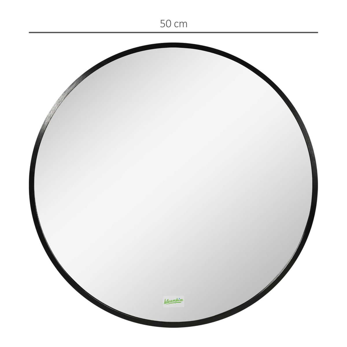 Bathroom mirror, round mirror, bathroom mirror with aluminum frame, Ø50 cm wall mirror for living room, bedroom, bathroom, IP44, black