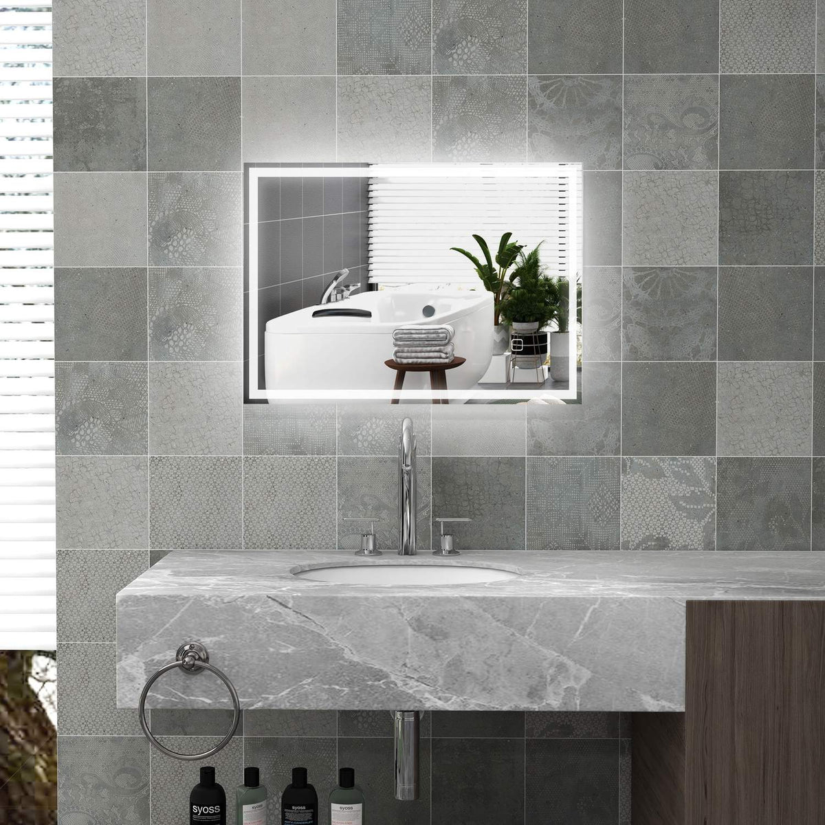 Bathroom mirror, wall mirror, LED, touch switch, white