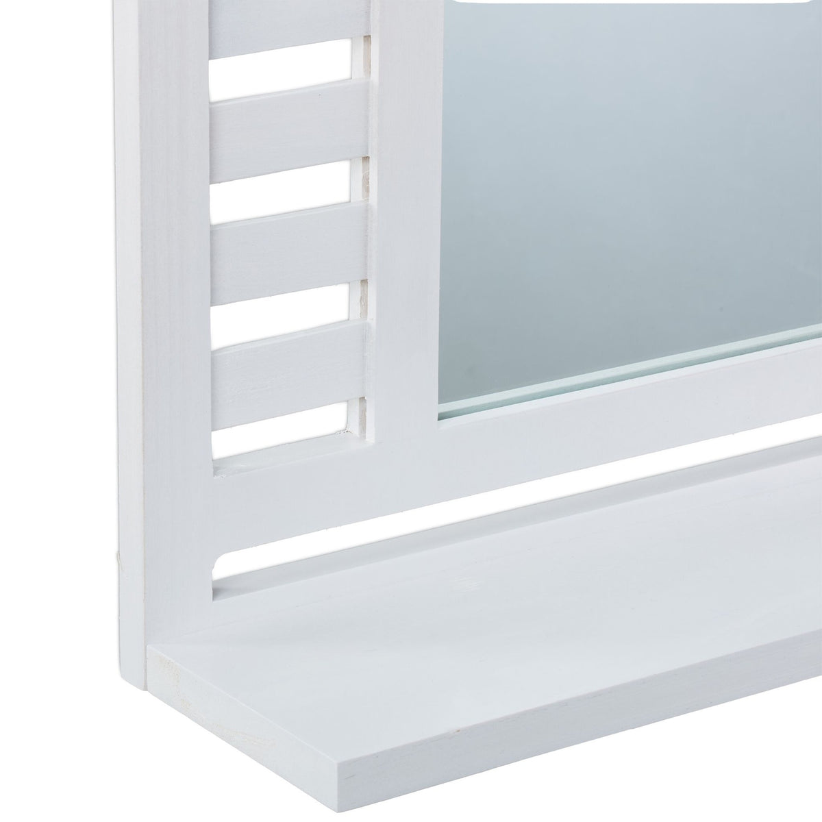 Bathroom mirror with shelf in white