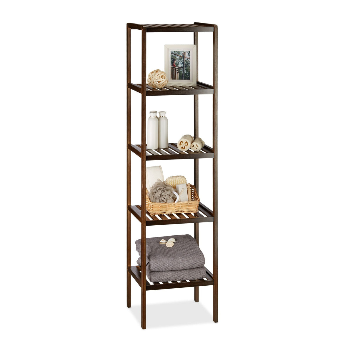 Bathroom shelf bamboo dark brown