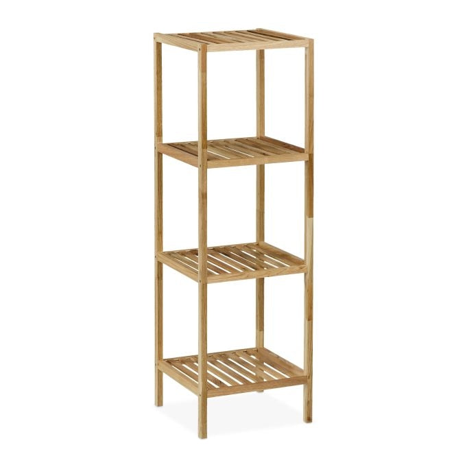 Bathroom shelf in walnut with open shelves
