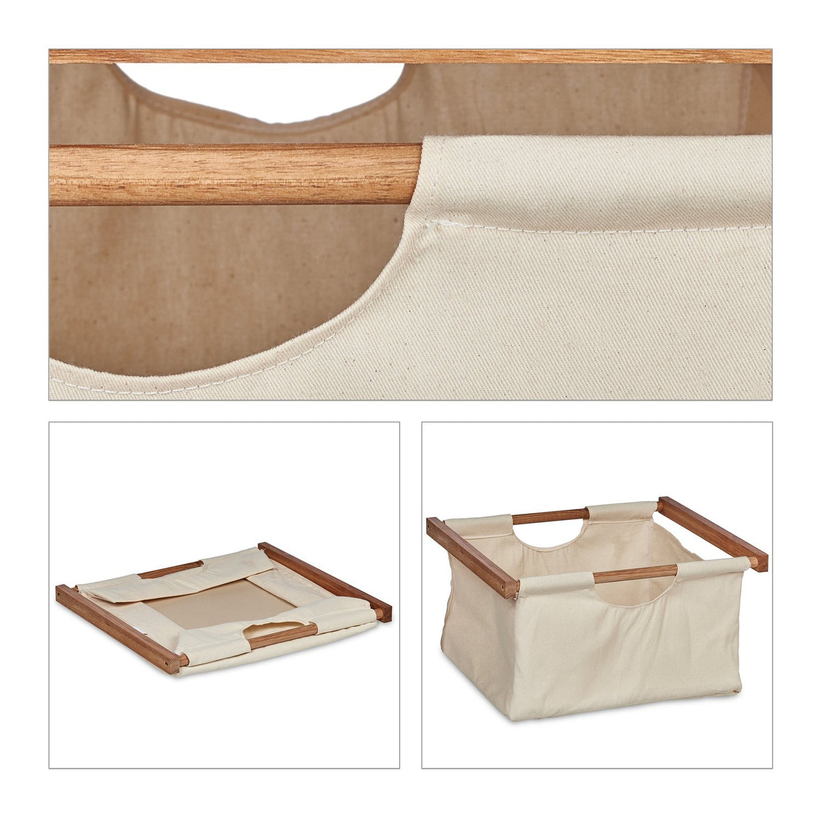 Bathroom shelf with 3 laundry baskets beige