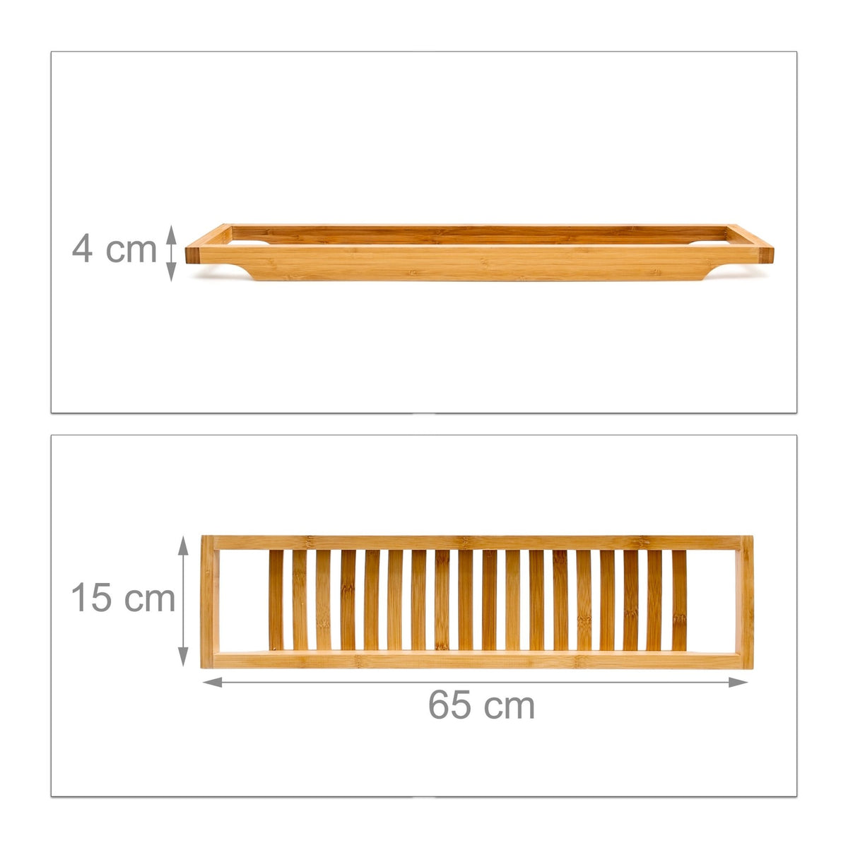 Bathtub shelf in bamboo