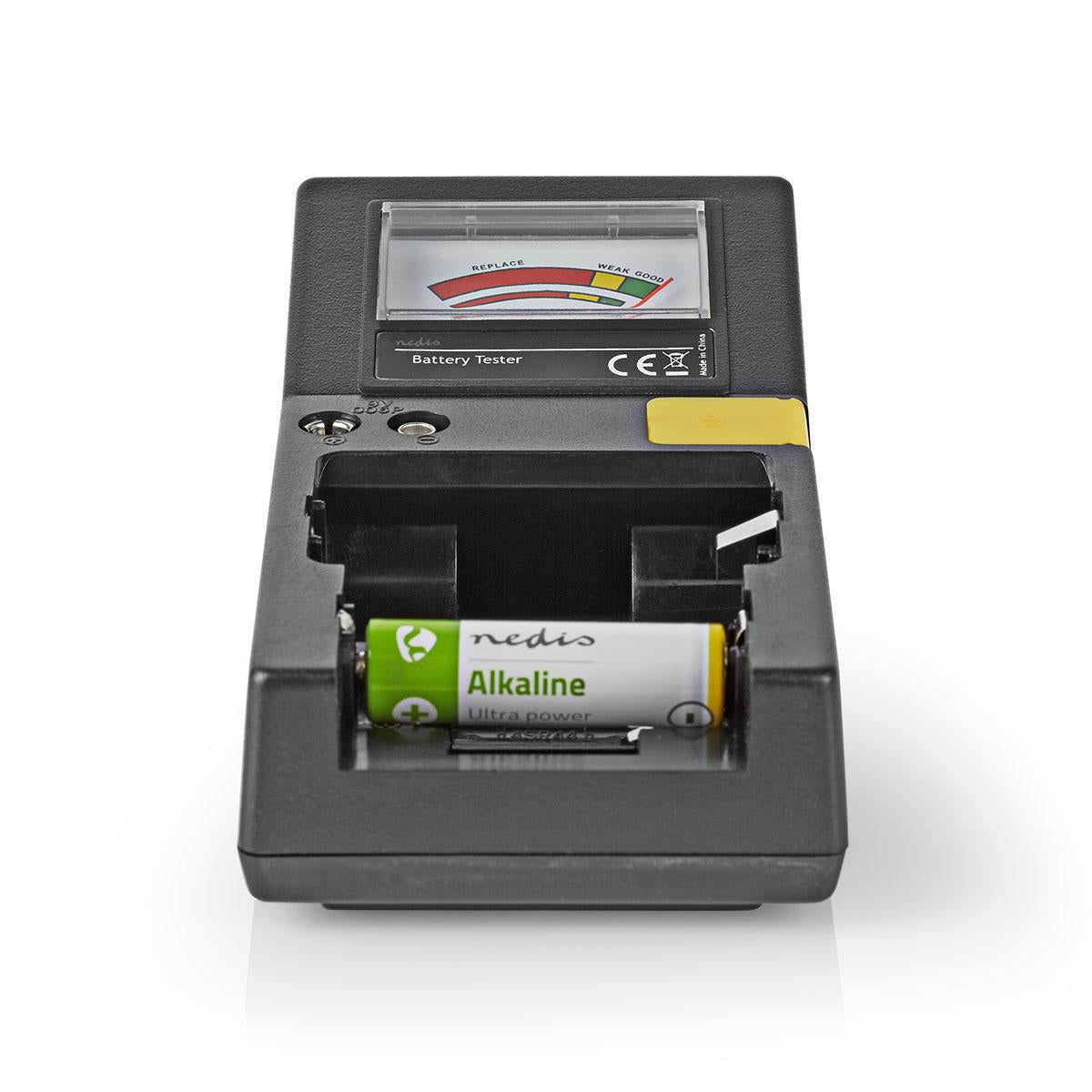 Battery Tester | 9V - AA - AAA - Button Cell - C - D | Black