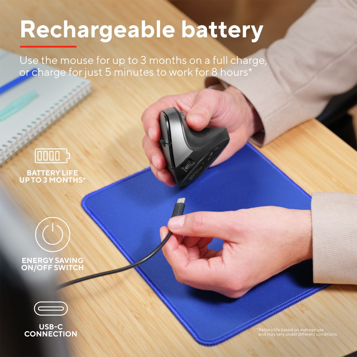 Bayo II Wireless Ergonomic Mouse Black