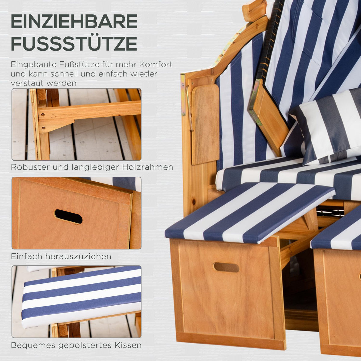 Beach Chair Double Sun Lounger With Roof Double Lounger With Cup Holders Chaise Longue 5 Tier Backrest Pe Rattan 118 X 79 X 160 Cm