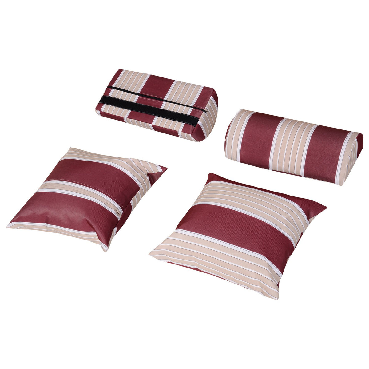 Beach Chair Double Sun Lounger With Roof Double Lounger With Drink Holders Chaise Longue 5-Tier Backrest Pe Rattan Red+White 118X79X160Cm