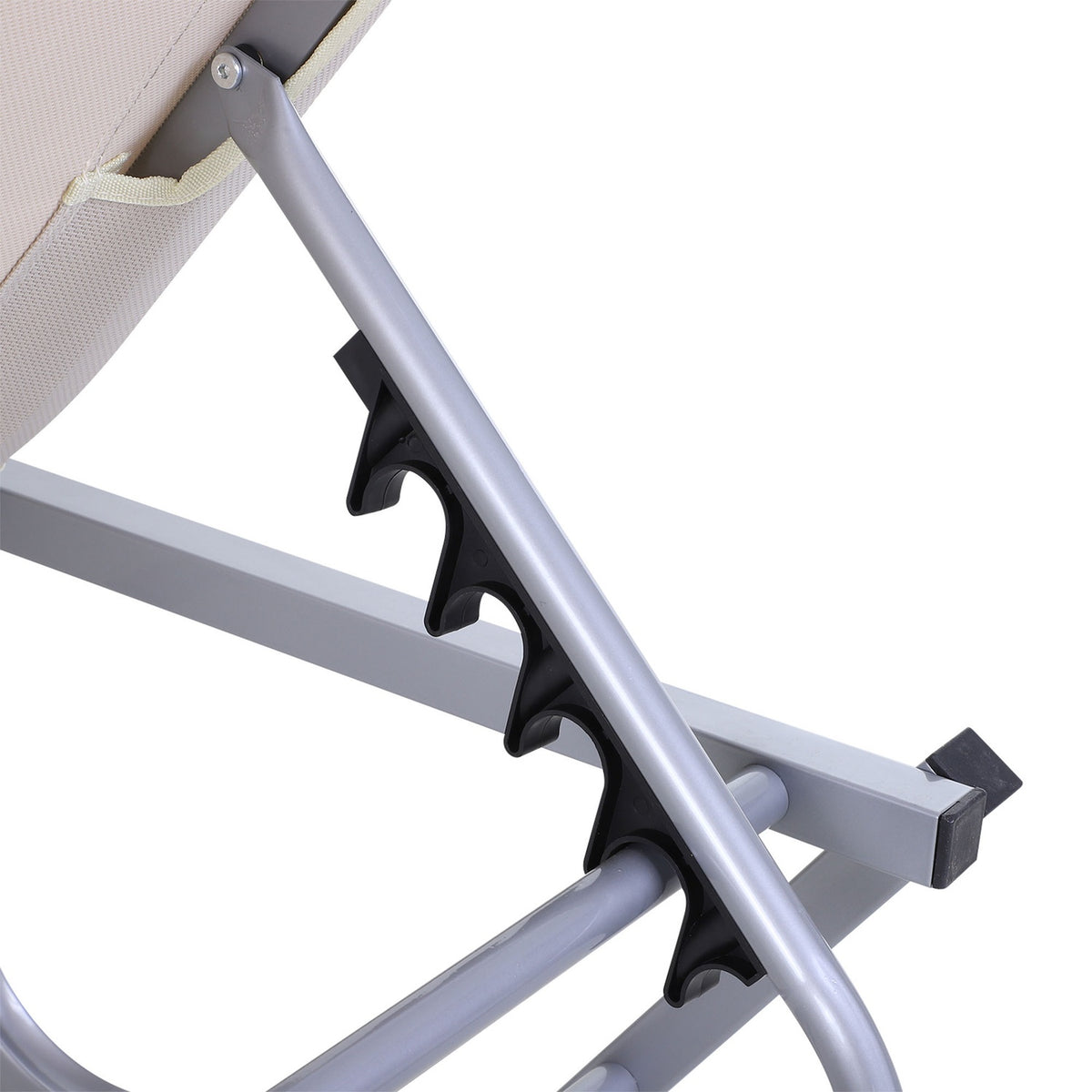 Beach Lounger Sun Lounger 5-Way Adjustable Aluminum Textline Beige 163X58.5X91Cm