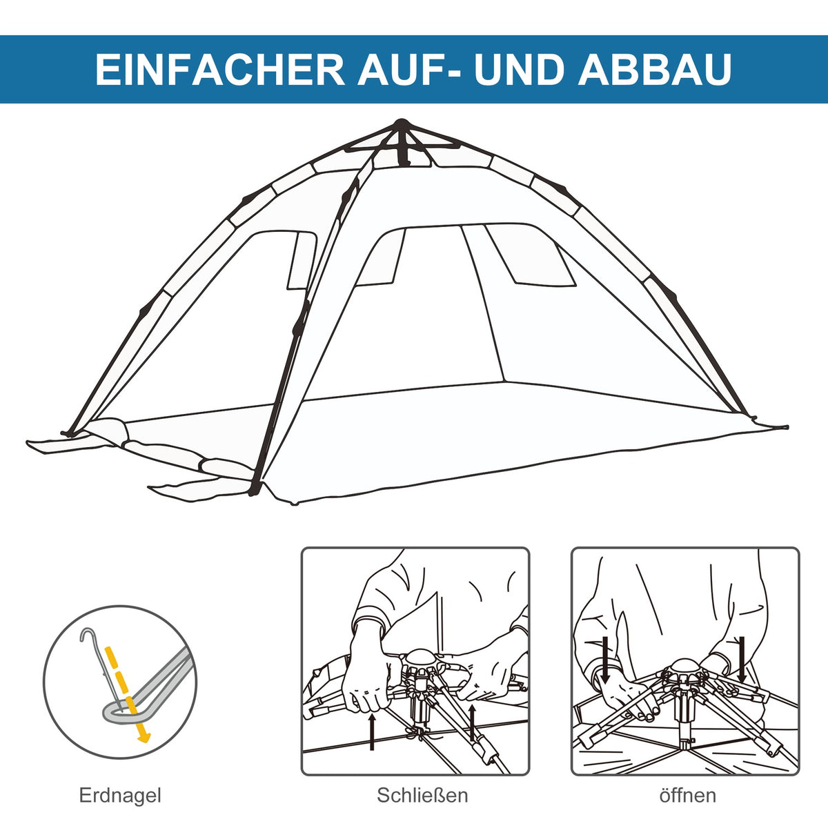 Beach Shelter Pop Up Beach Tent for 1-2 People with Sun Protection Beach Shade with Zip Door, Carry Bag for Family, Picnic, Beach, Sky Blue