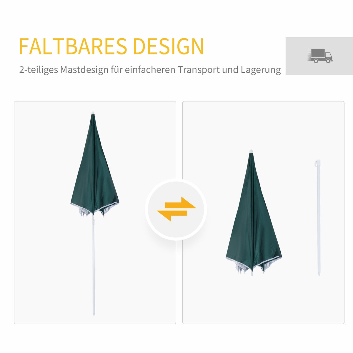 Beach Umbrella Side Wall Polyester Dark Green 2.2Xh2.2M