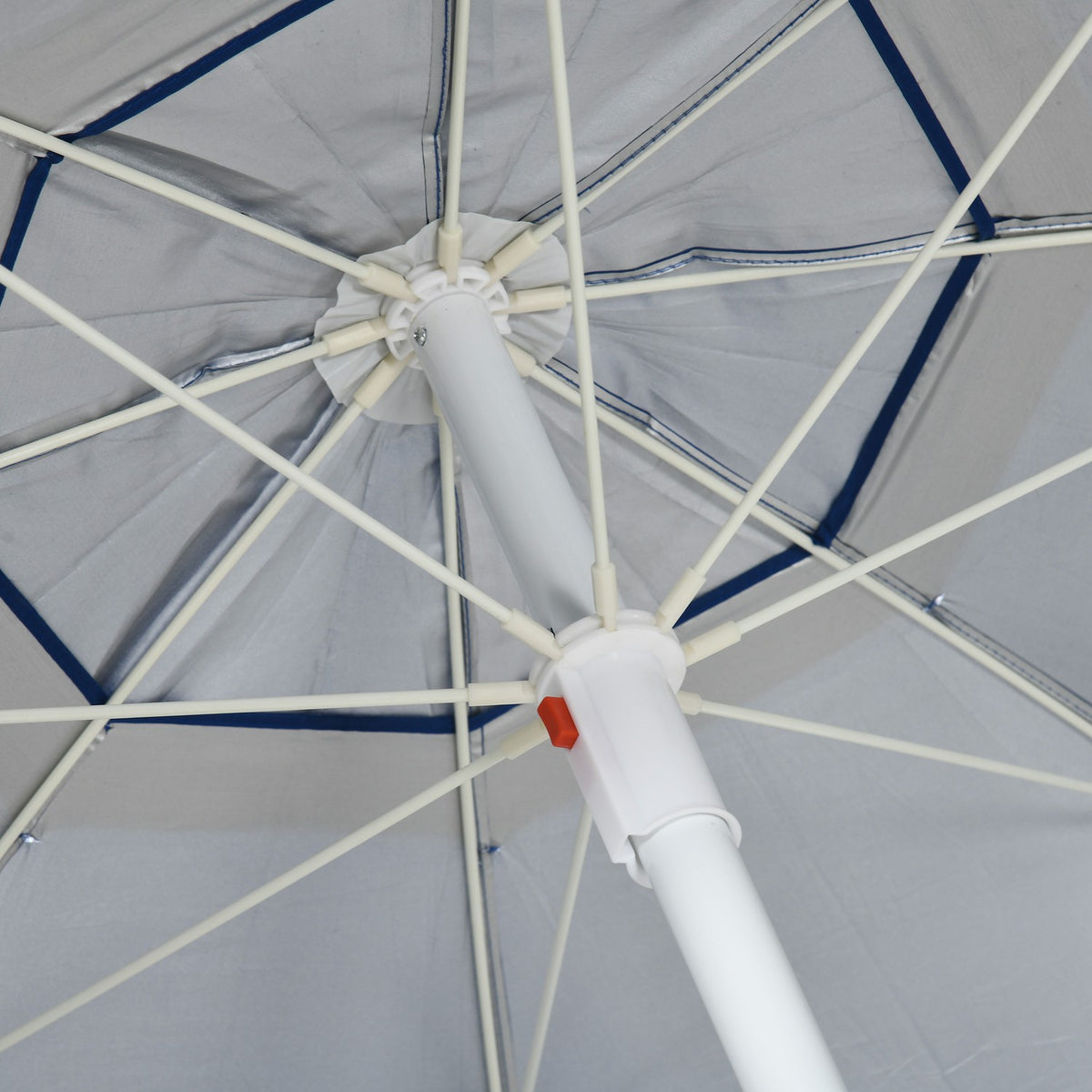 Beach Umbrella With Side Wall Ø191 X 211 Cm Tilting Parasol With 2 Pockets And 2 Windows, With 8 Struts Including Carrying Bag, Blue