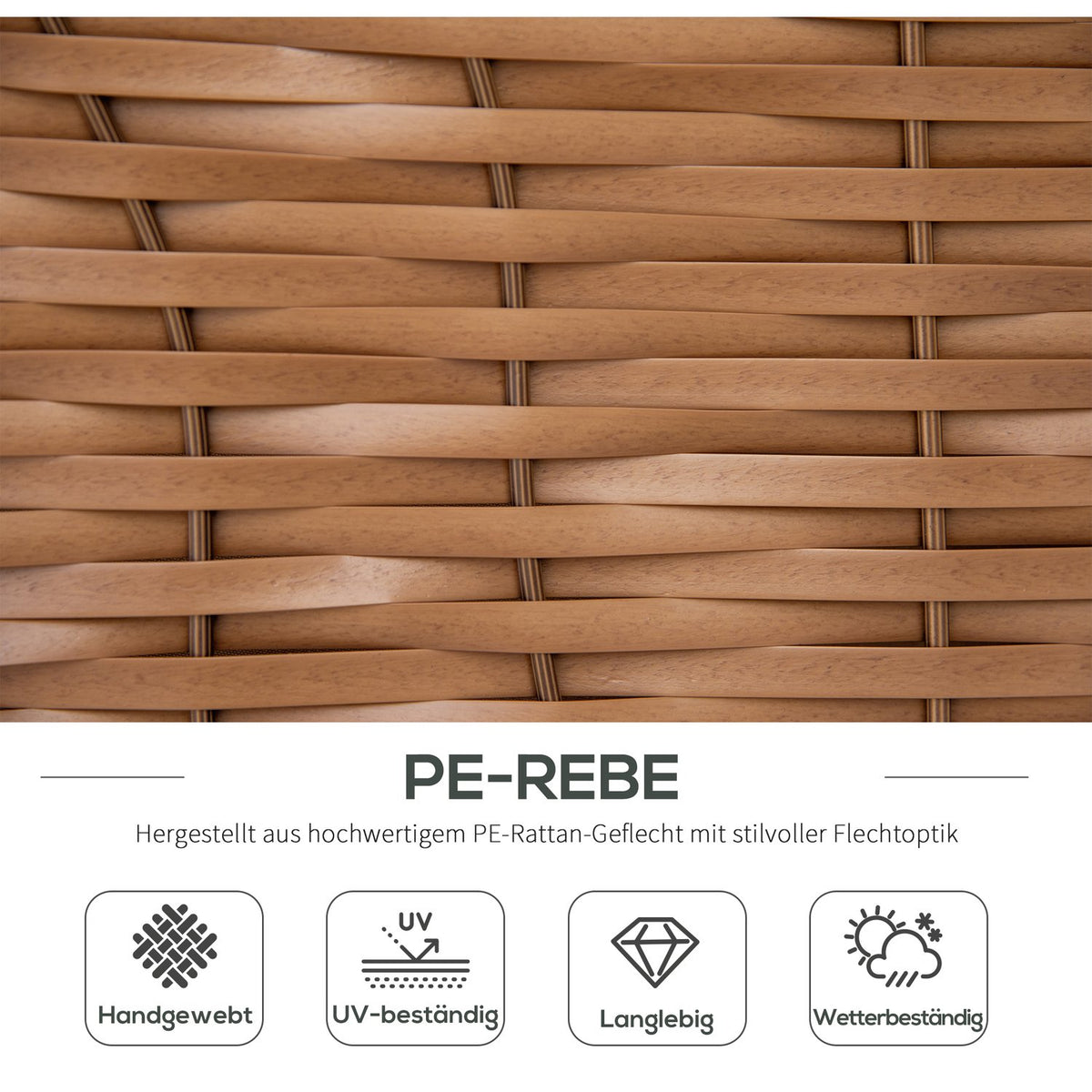 Beach chair 3-seater sun lounger with roof and 2 folding tables, footrest, XXL polyrattan natural, 150x79x160cm for garden & terrace |.de