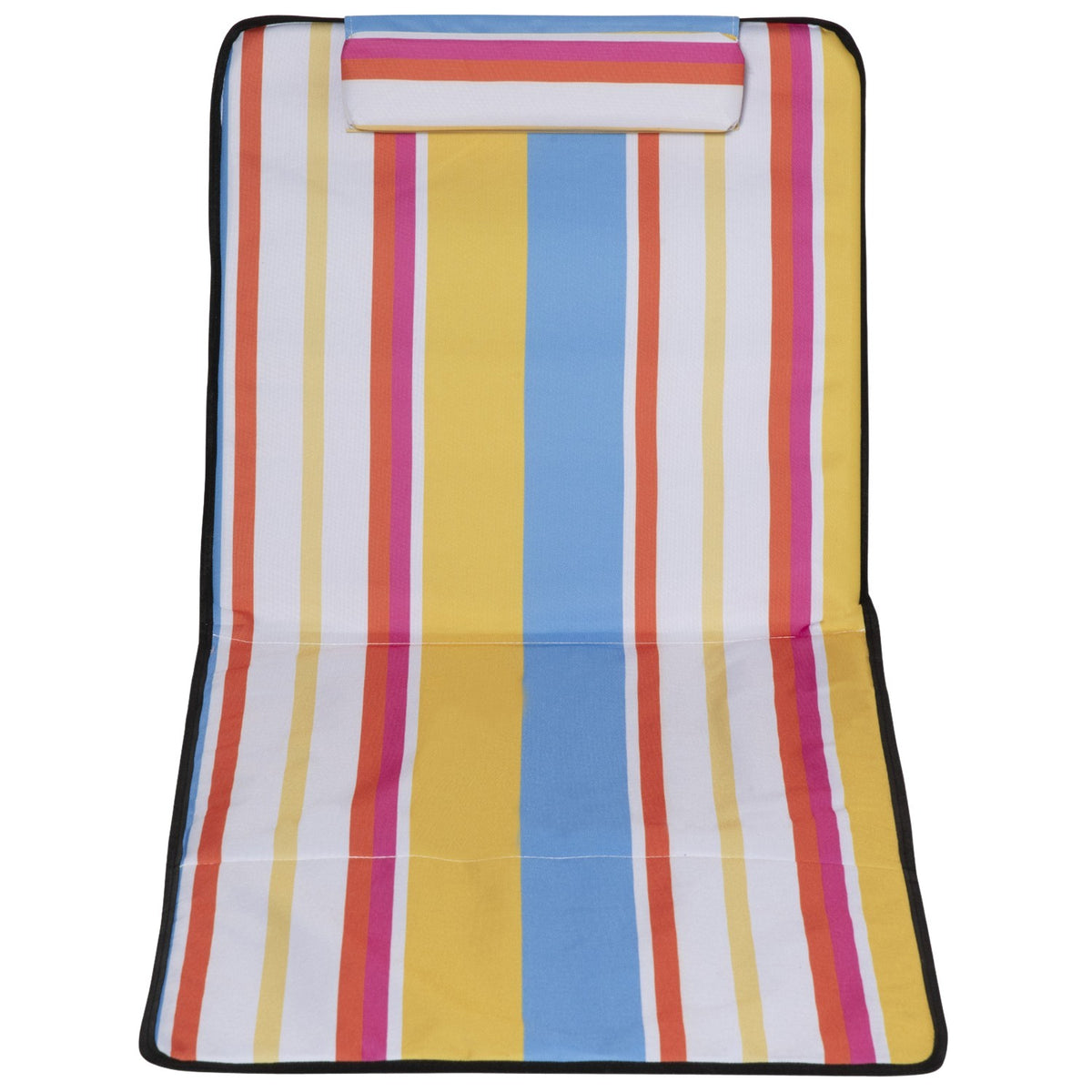 Beach mat, set of 2 foldable beach loungers with pillows, 5-level height-adjustable beach mattress with carry bag, steel, multi-colored, 134 x 48 x 33-43 cm