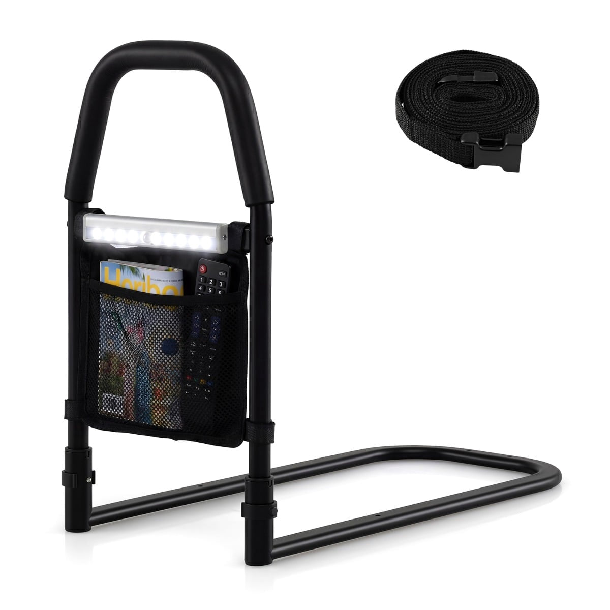 Bed Assist Rail with LED Light and Storage Pocket