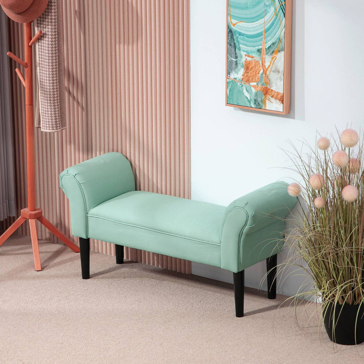 Bed bench, upholstered bench, bench, hallway bench for bedroom, load capacity up to 130 kg, sail fabric, green, 102 x 36 x 51 cm