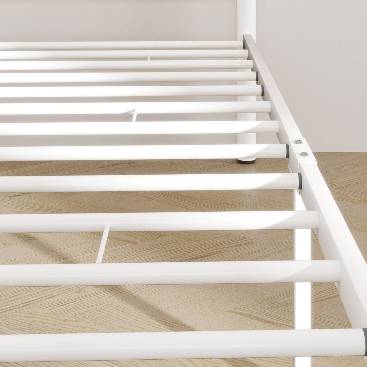 Bed frame for mattress 200 x 90 cm, bed frame 88 cm high single bed frame made of steel, for bedroom guest room, white