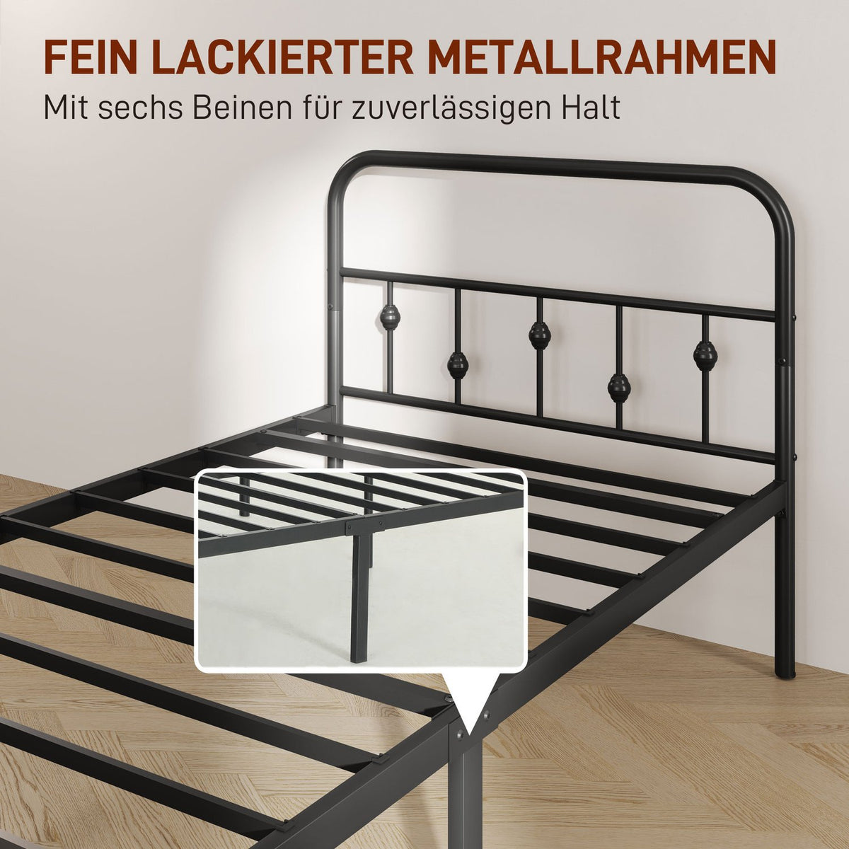 Bed frame for mattress 200 x 90 cm, folding bed frame, 82.5 cm high metal bed, metal frame bed made of metal, for bedroom, guest room, black