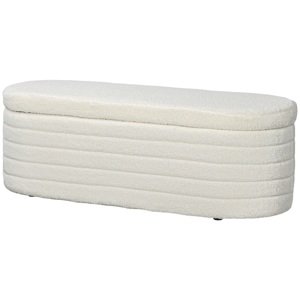 Bedroom bed bench, with storage space, wooden legs, high stability, teddy fleece, load capacity 120 kg, 116 x 41 x 40.5 cm, cream white