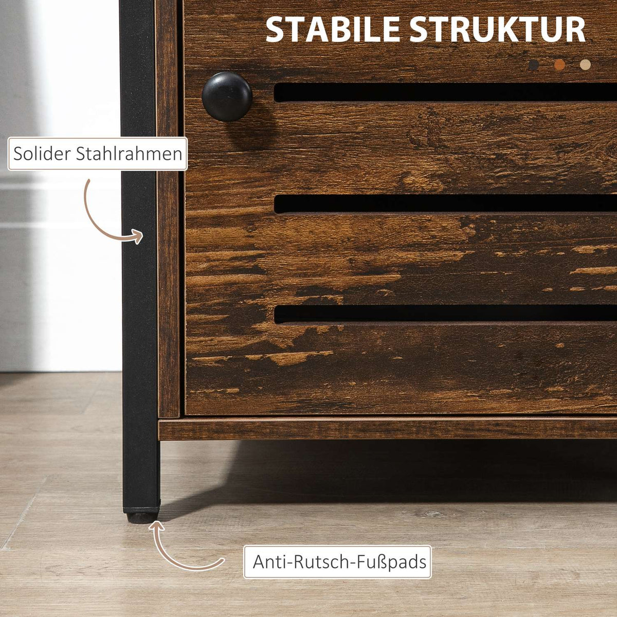 Bedside Table Side Table Drawer Cabinet Rustic Brown Chipboard Steel 40X40X60Cm