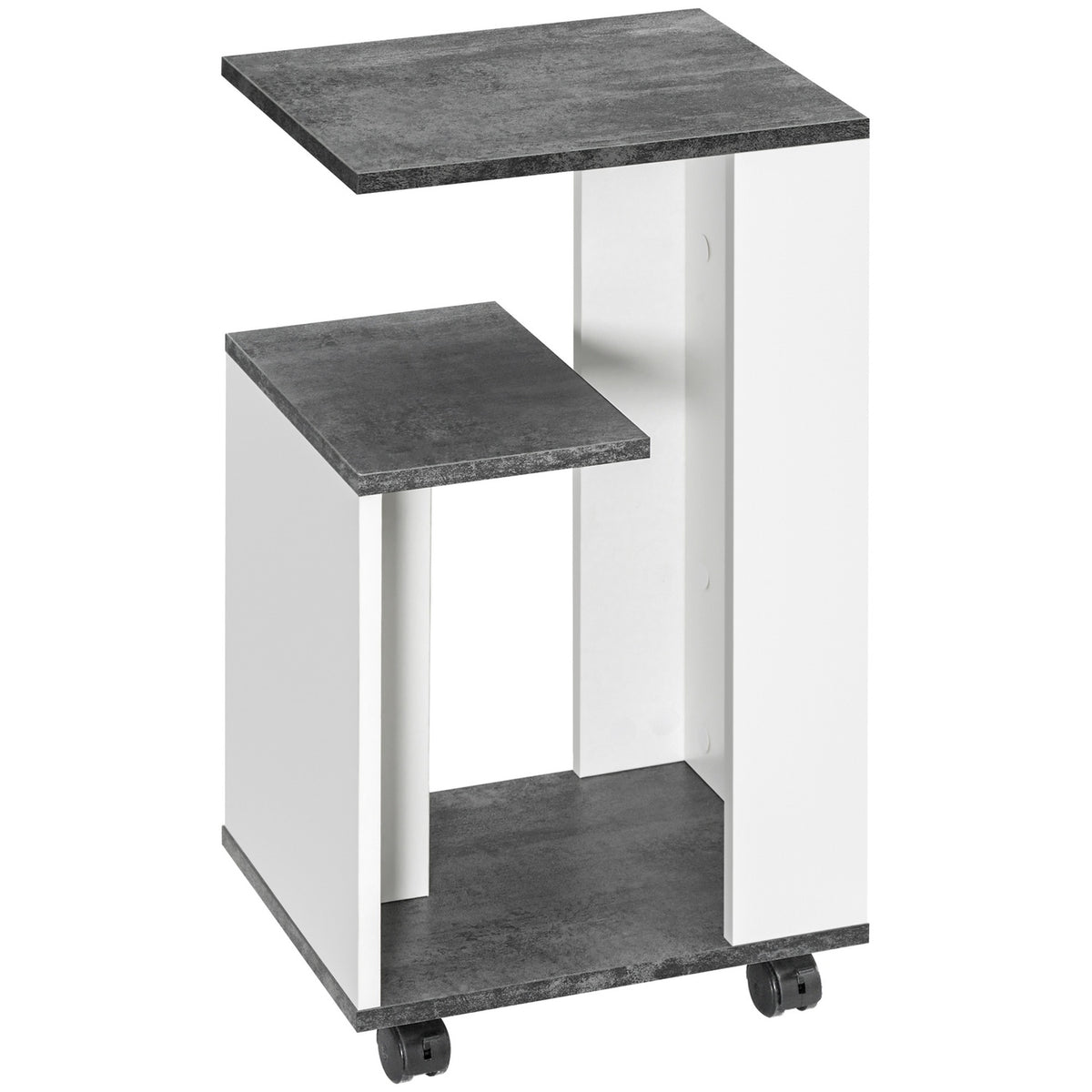 Bedside Table Side Table With Wheels Coffee Table Coffee Table In Modern Design Sofa Table With 3 Shelves For Bedroom Living Room Gray White