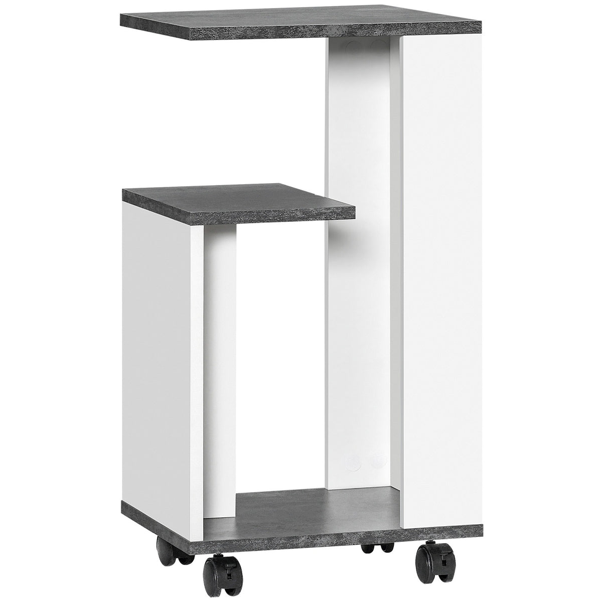 Bedside Table Side Table With Wheels Coffee Table Coffee Table In Modern Design Sofa Table With 3 Shelves For Bedroom Living Room Gray White