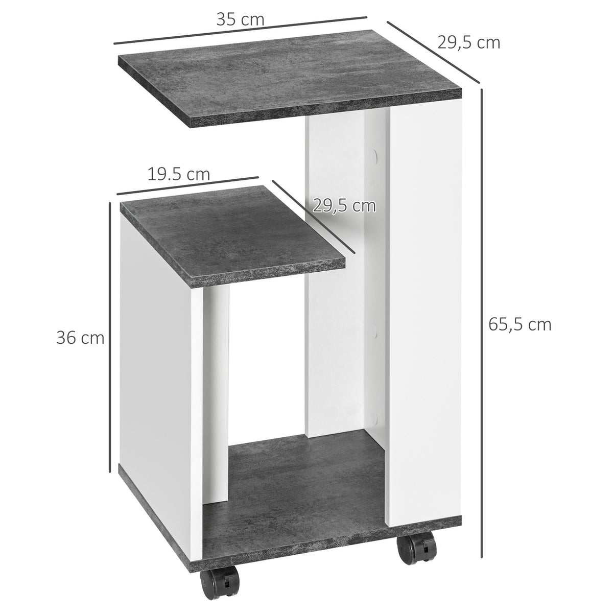 Bedside Table Side Table With Wheels Coffee Table Coffee Table In Modern Design Sofa Table With 3 Shelves For Bedroom Living Room Gray White