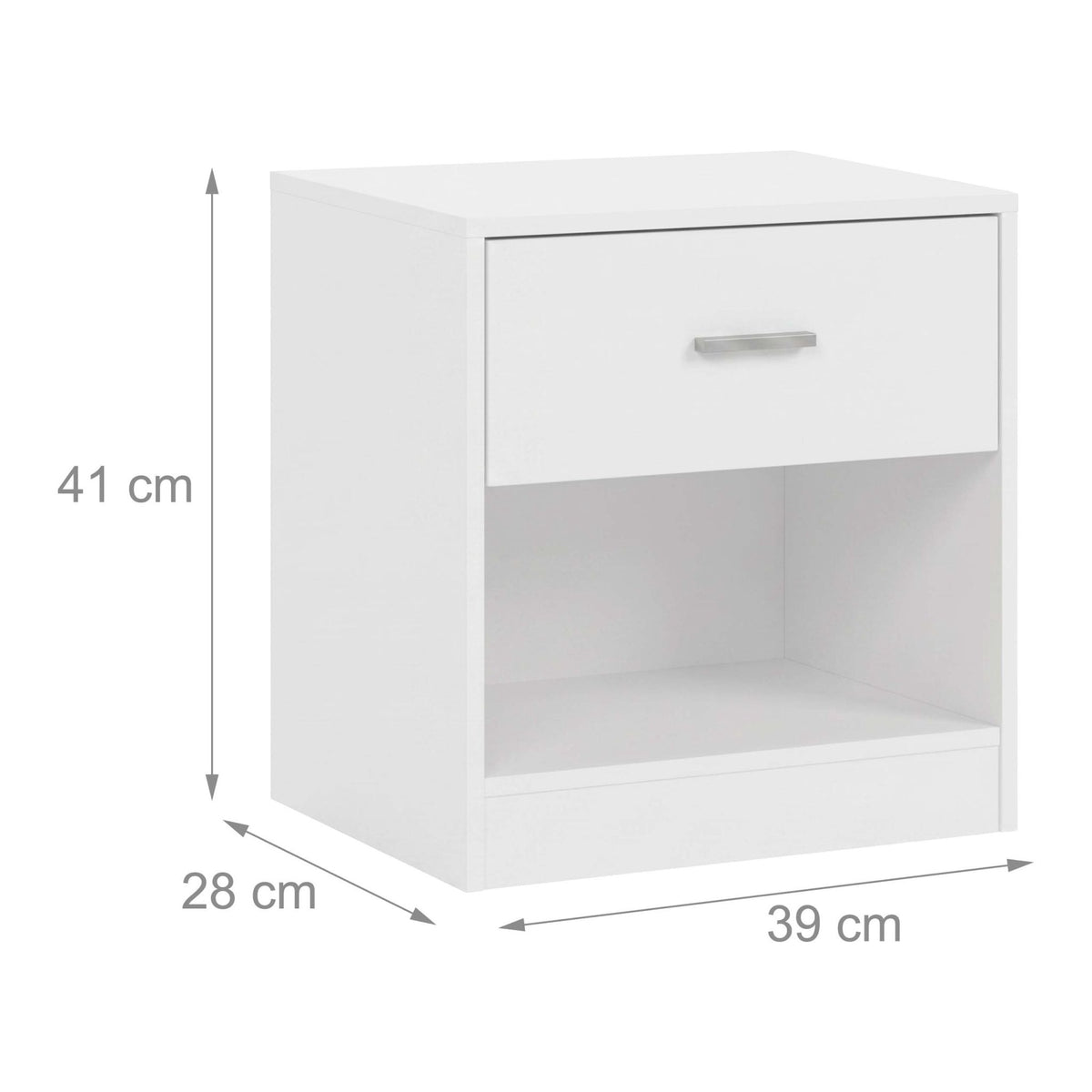 Bedside Table with Drawer, MDF, 41x39x28 cm