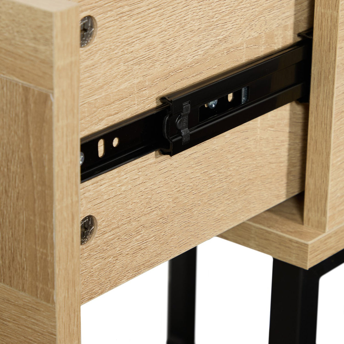 Bedside Table with Drawer and Metal Frame