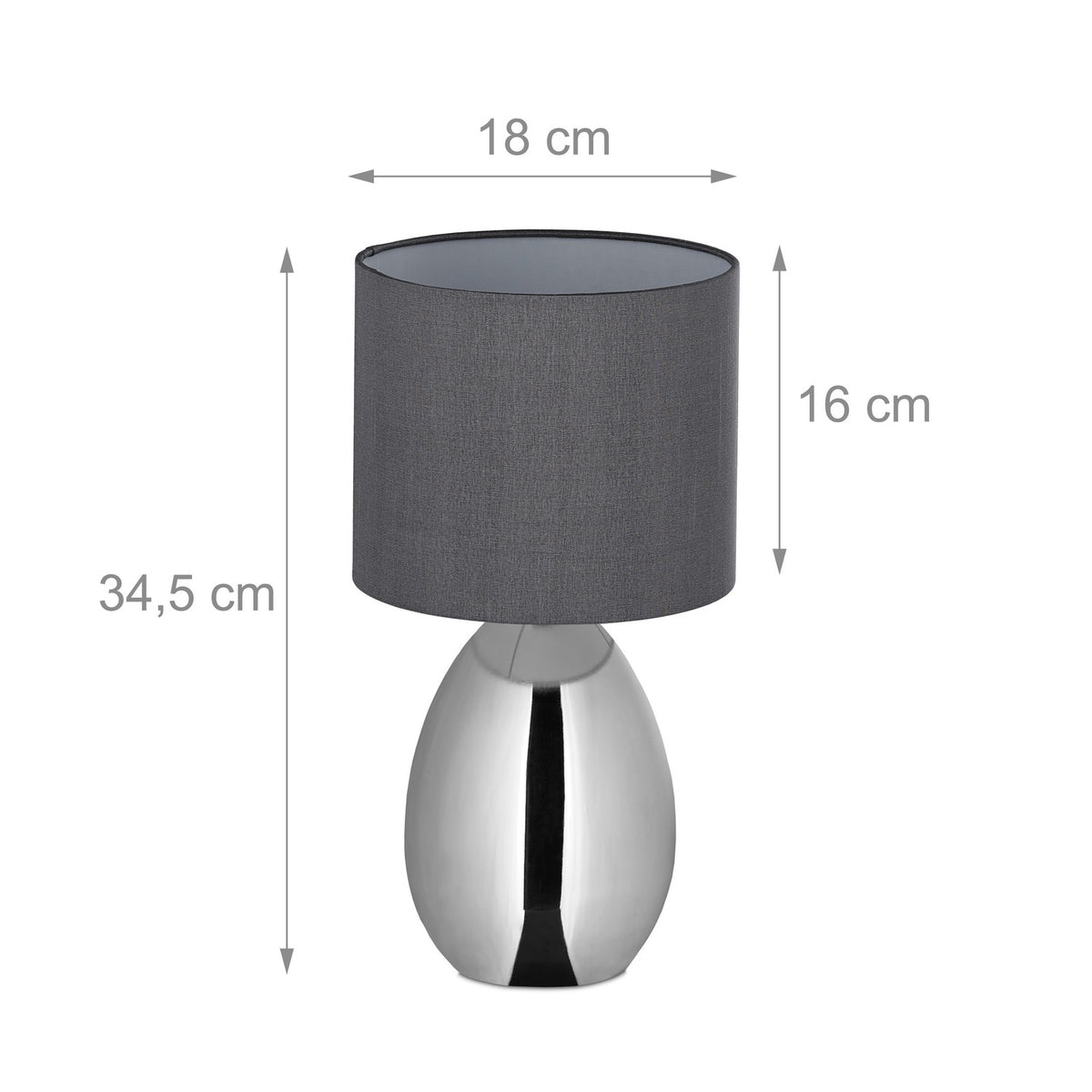 Bedside lamp with touch function silver